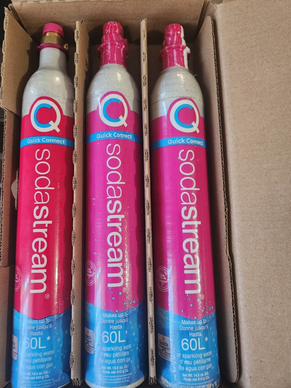3 Sodastream Sparkling Water Quick Connect Cylinders - New